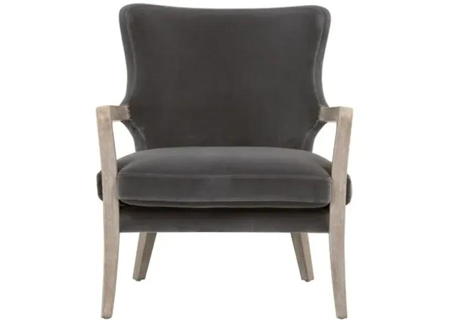 Callie Accent Chair - Dark Dove Velvet - Gray, Comfortable, Durable, Velvet Upholstery, Cushioned