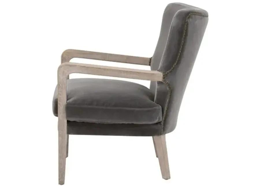 Callie Accent Chair - Dark Dove Velvet - Gray, Comfortable, Durable, Velvet Upholstery, Cushioned