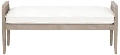 Winnie Cane Bench - Pearl Performance/Natural Gray - White