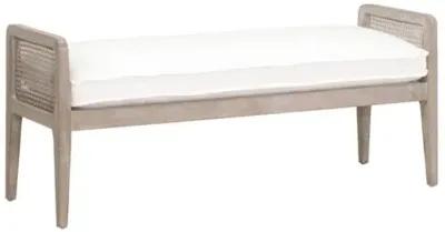 Winnie Cane Bench - Pearl Performance/Natural Gray - White