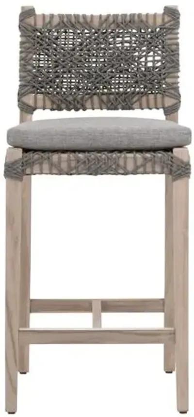 Audrey Outdoor Counter Stool - Gray Teak/Dove Rope