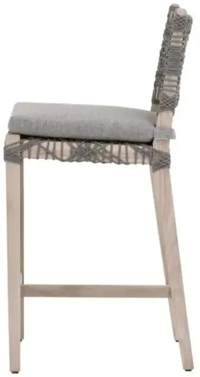 Audrey Outdoor Counter Stool - Gray Teak/Dove Rope