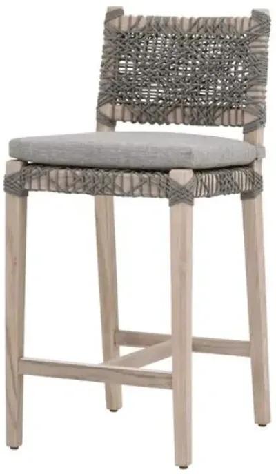 Audrey Outdoor Counter Stool - Gray Teak/Dove Rope