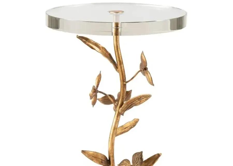 Trillium Martini Side Table - Alabaster/Antique Gold Leaf - Regina Andrew