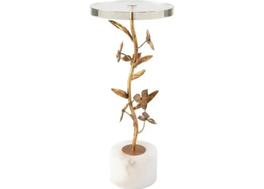 Trillium Martini Side Table - Alabaster/Antique Gold Leaf - Regina Andrew