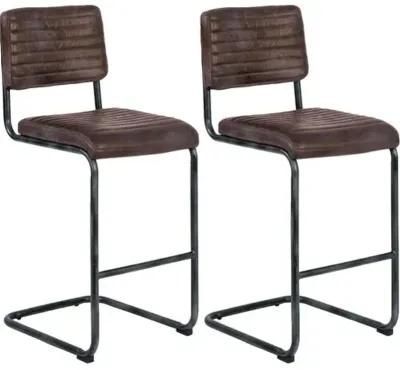 Dylan Set of 2 Leather Barstools - Distressed Whiskey - Regina Andrew - Brown