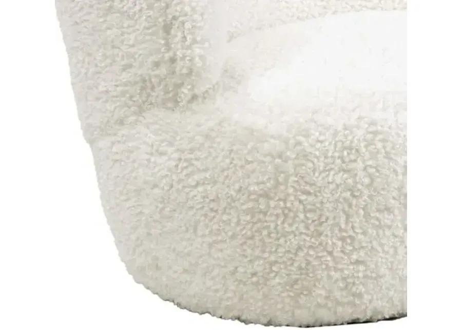 Myra Faux Boucle Wool Swivel Chair - White - Regina Andrew