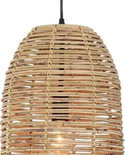 Monica Bamboo Basket Pendant - Natural - Regina Andrew - Brown