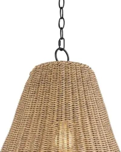 Coastal Living Summer Indoor/Outdoor Pendant - Weathered Natural Rattan - Regina Andrew - Beige