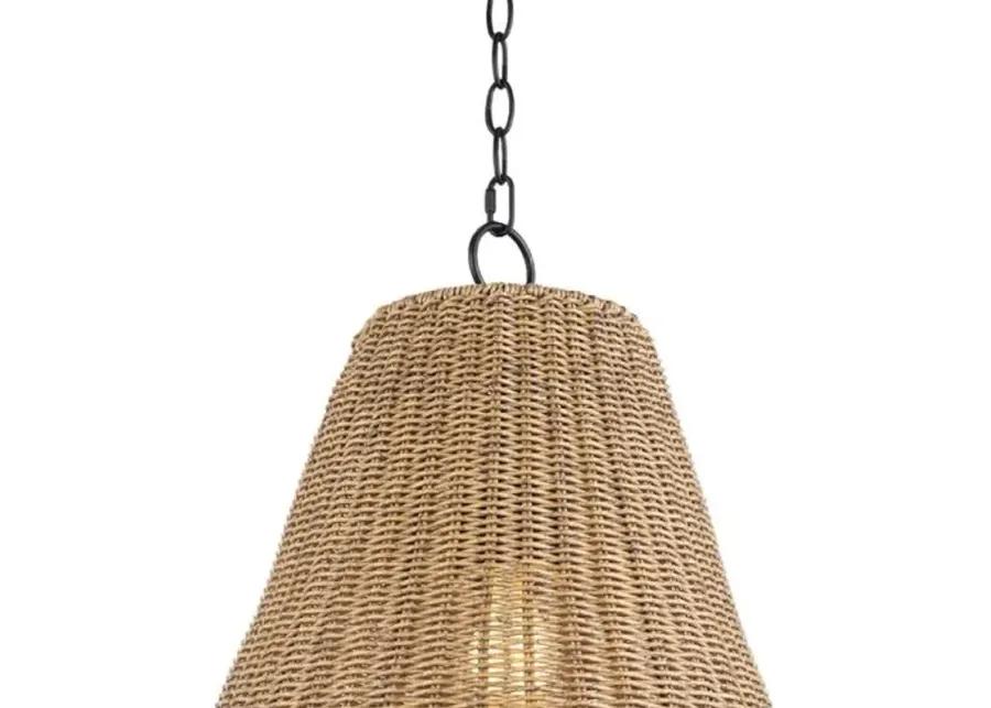 Coastal Living Summer Indoor/Outdoor Pendant - Weathered Natural Rattan - Regina Andrew - Beige