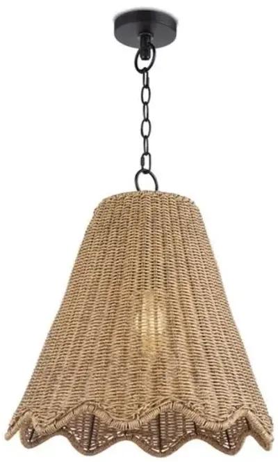 Coastal Living Summer Indoor/Outdoor Pendant - Weathered Natural Rattan - Regina Andrew - Beige