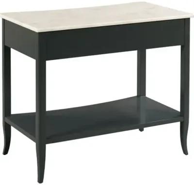 Evelyn Bedside Stone Top Table - Coal/Brass - Black