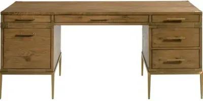 Bentley Executive Desk - Natural Antique/Brass - Brown