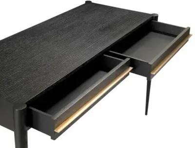 Archer 2-Drawer Desk - Slate/Brass - Black