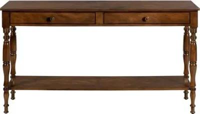 Liam 2-Drawer Hall Console Table - Walnut - Brown