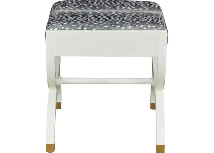 Noel Bench/Ottoman - White Dove/Navy Fawn