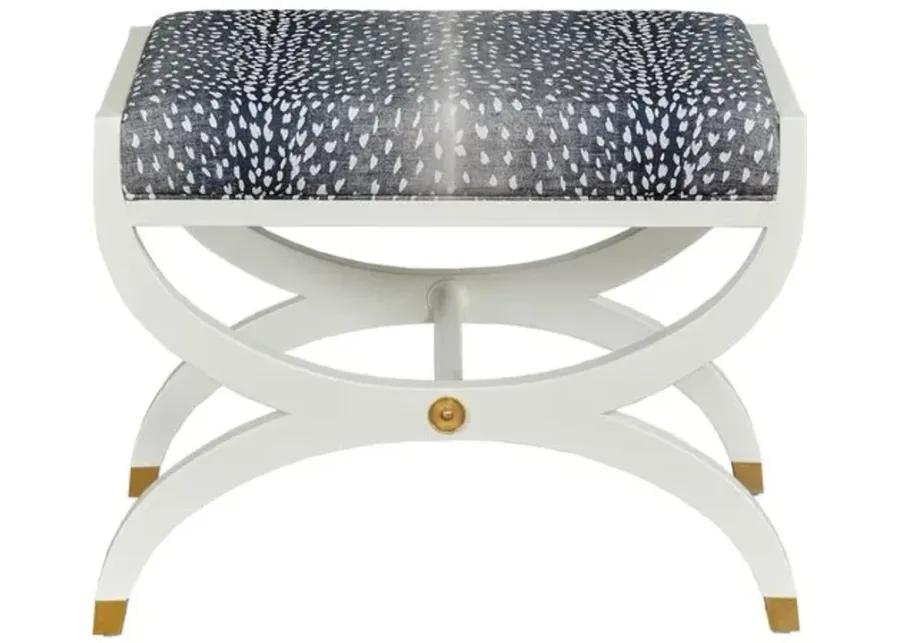 Noel Bench/Ottoman - White Dove/Navy Fawn