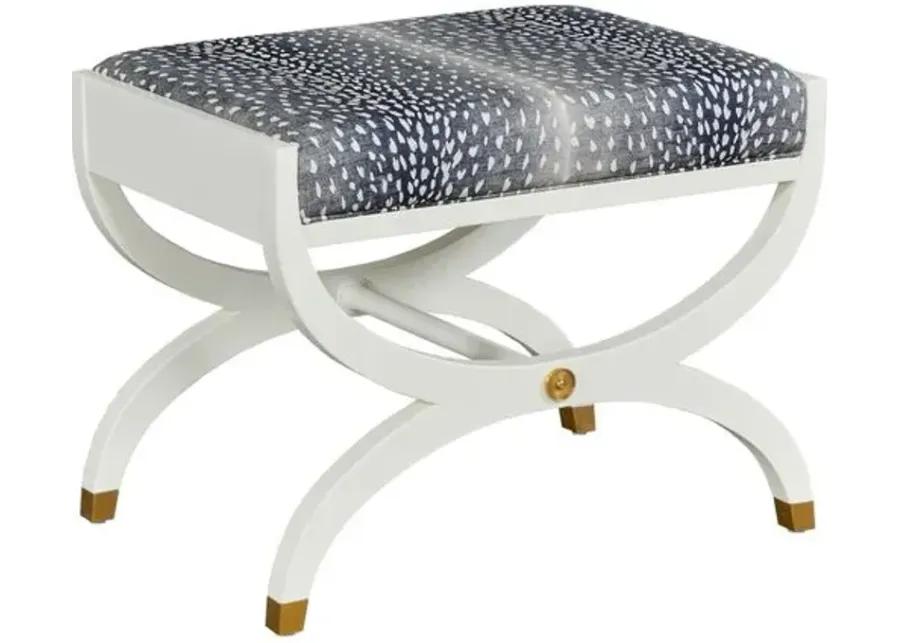 Noel Bench/Ottoman - White Dove/Navy Fawn