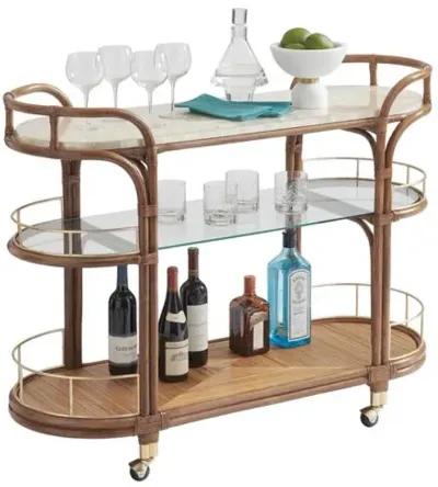 Palm Desert Toscana Rattan Mobile Bar Cart - Natural - Tommy Bahama - Brown