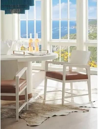 Carmel Ridgewood Dining Chair - Winter-White/Brown Leather - Barclay Butera