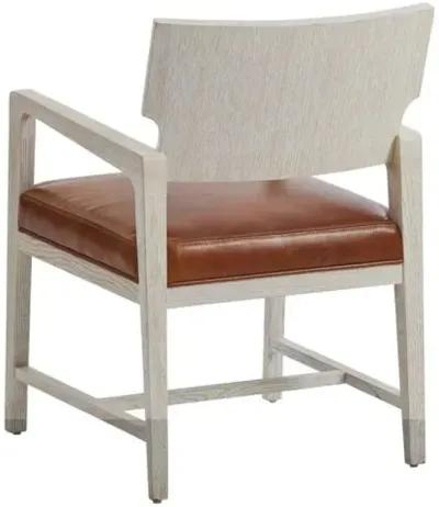 Carmel Ridgewood Dining Chair - Winter-White/Brown Leather - Barclay Butera