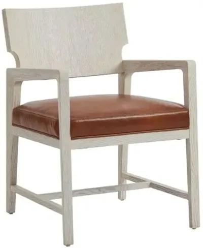 Carmel Ridgewood Dining Chair - Winter-White/Brown Leather - Barclay Butera