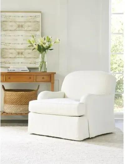 Woods Cove Upholstered Swivel Chair - Cream Stripe - Barclay Butera