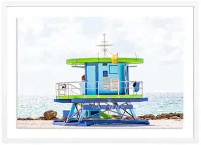 Miami Beach Lifeguard 30th Street - Miami Florida by Carly Tabak - White