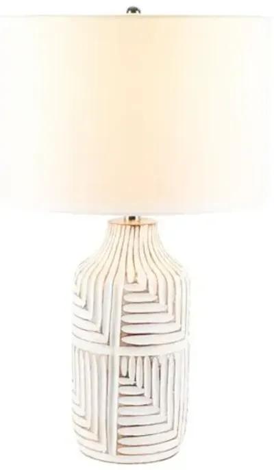 Dakota Carved Table Lamp - Ivory