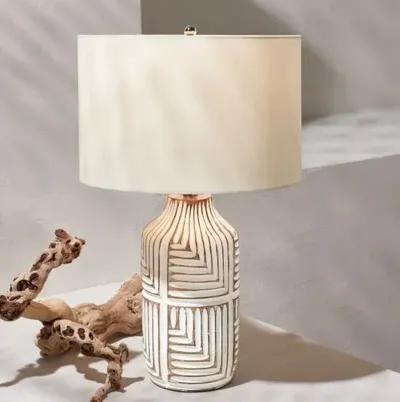 Dakota Carved Table Lamp - Ivory