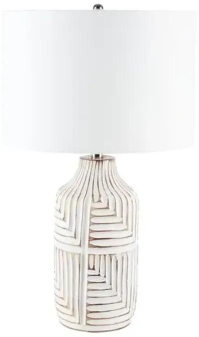 Dakota Carved Table Lamp - Ivory