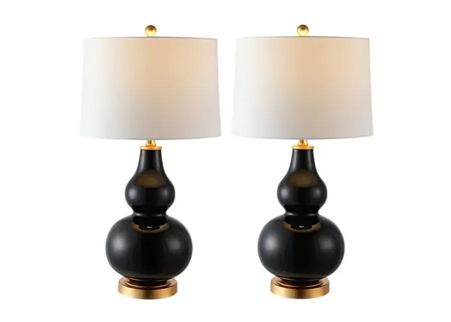 Set of 2 Addison Table Lamps - Black/Gold Leaf