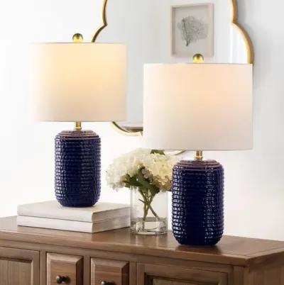 Set of 2 Jade Table Lamps - Navy Blue