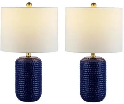 Set of 2 Jade Table Lamps - Navy Blue