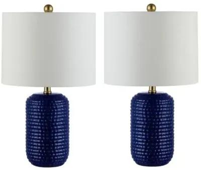 Set of 2 Jade Table Lamps - Navy Blue