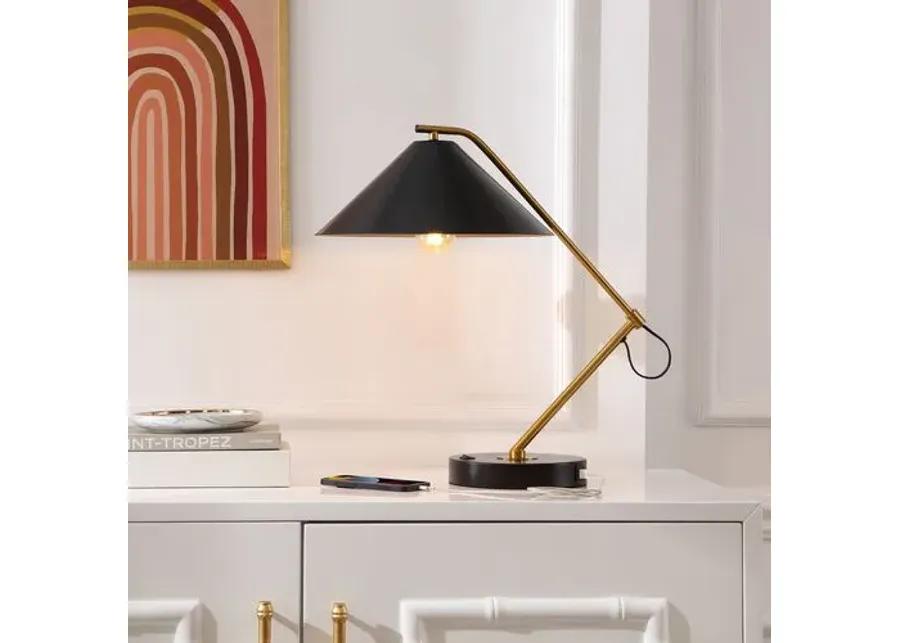 Morris Table Lamp with USB Port - Black/Brass