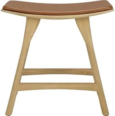 Osso Padded Stool - Oak/Cognac Leather - Ethnicraft - Brown