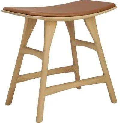 Osso Padded Stool - Oak/Cognac Leather - Ethnicraft - Brown