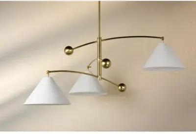 Birdie Chandelier - White/Aged Brass - Tali Roth for Mitzi - Gold