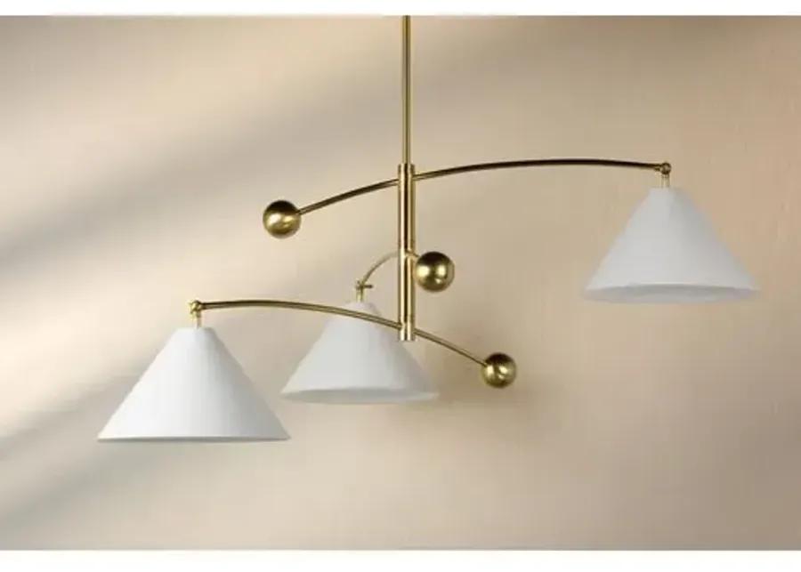 Birdie Chandelier - White/Aged Brass - Tali Roth for Mitzi - Gold