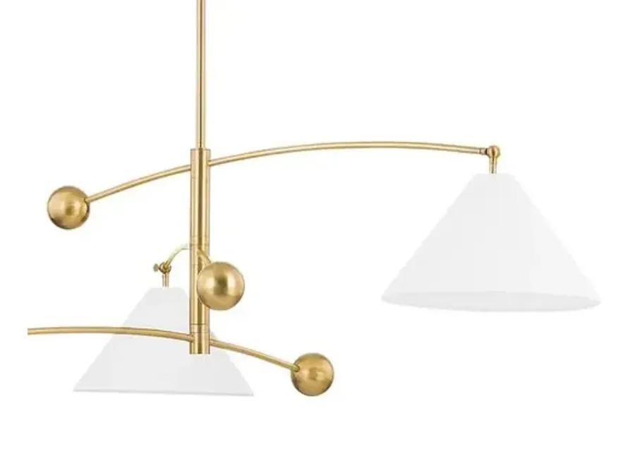 Birdie Chandelier - White/Aged Brass - Tali Roth for Mitzi - Gold