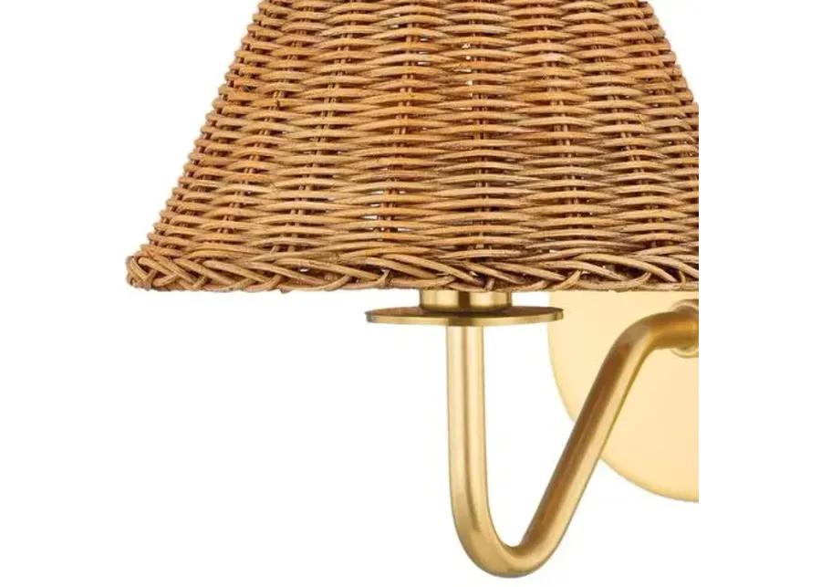 Issa Rattan Wall Sconce - Tali Roth for Mitzi - Gold