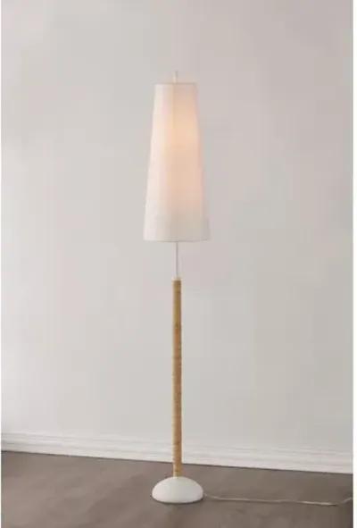 Mariana Floor Lamp - Textured White/Rattan - Megan Molten for Mitzi