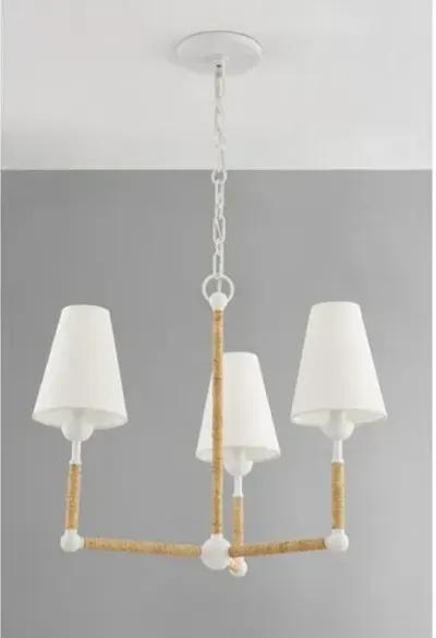 Mariana 3-Light Chandelier - Textured White/Rattan - Megan Molten for Mitzi