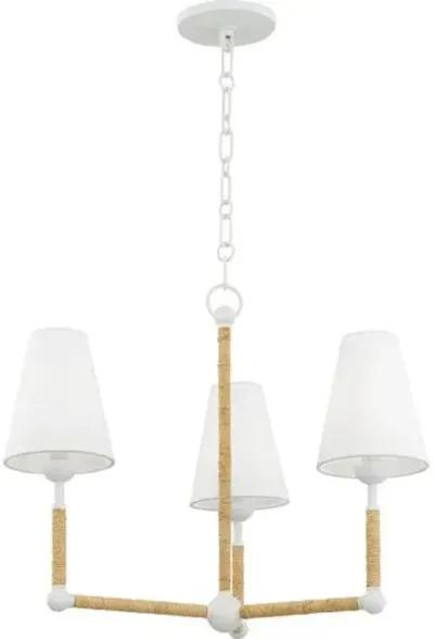 Mariana 3-Light Chandelier - Textured White/Rattan - Megan Molten for Mitzi