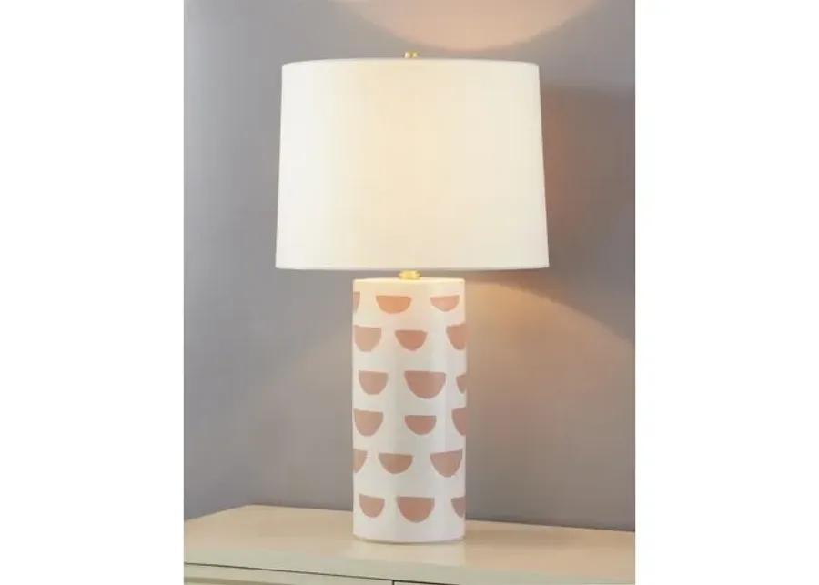 Minnie Column Table Lamp - Satin White/Beige - Megan Molten for Mitzi