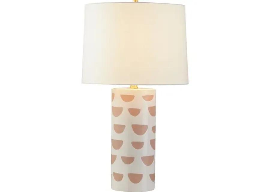 Minnie Column Table Lamp - Satin White/Beige - Megan Molten for Mitzi