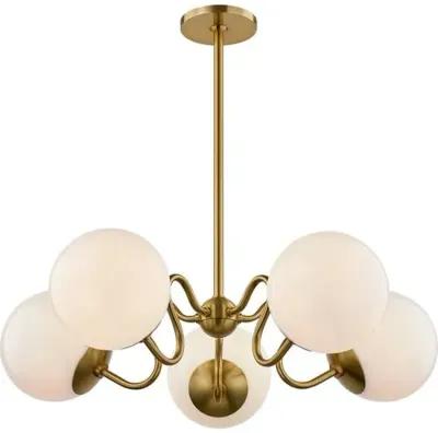 Havana 5-Light Chandelier - Aged Brass - Zio and Sons for Mitzi - Gold