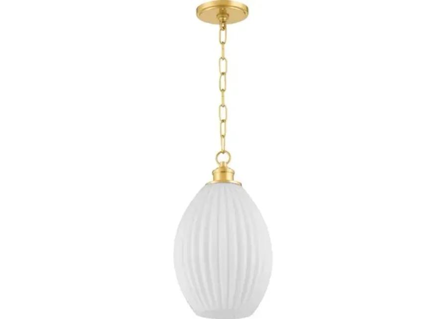 Hillary Small Fluted Glass Pendant - Zio and Sons for Mitzi - Gold