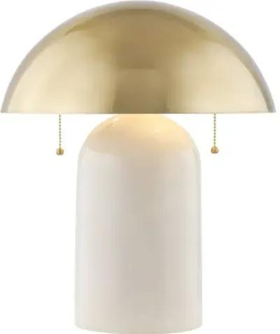 Gaia Dome Table Lamp - White Crackle/Aged Brass - Zio and Sons for Mitzi - Gold